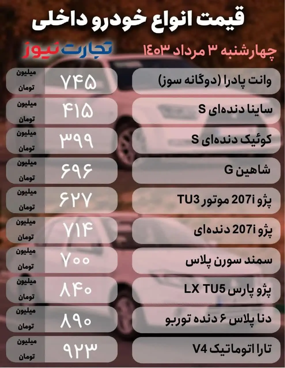 قیممت خودرو