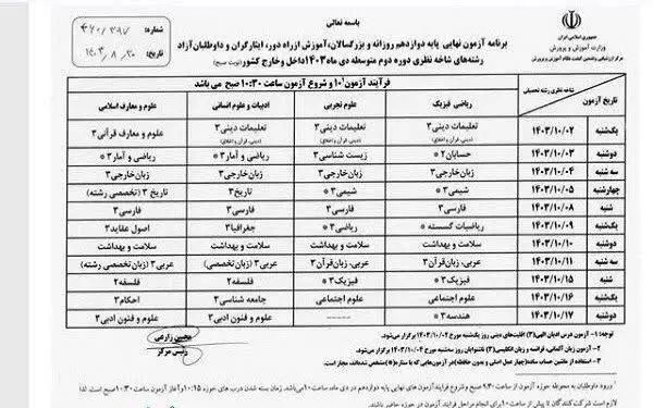 امتحانات نهایی