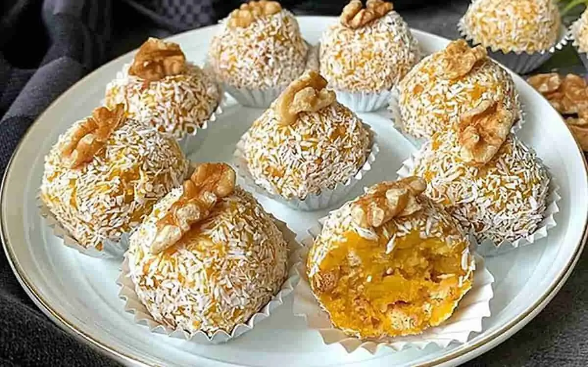 برای شب یلدا یک دسر جدید درست کن / طرز تهیه توپک کدو حلوایی ویژه شب یلدا