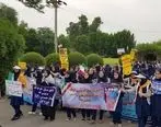 حضور دانش‌ آموزان فولاد خوزستان در راهپیمایی ۱۳ آبان