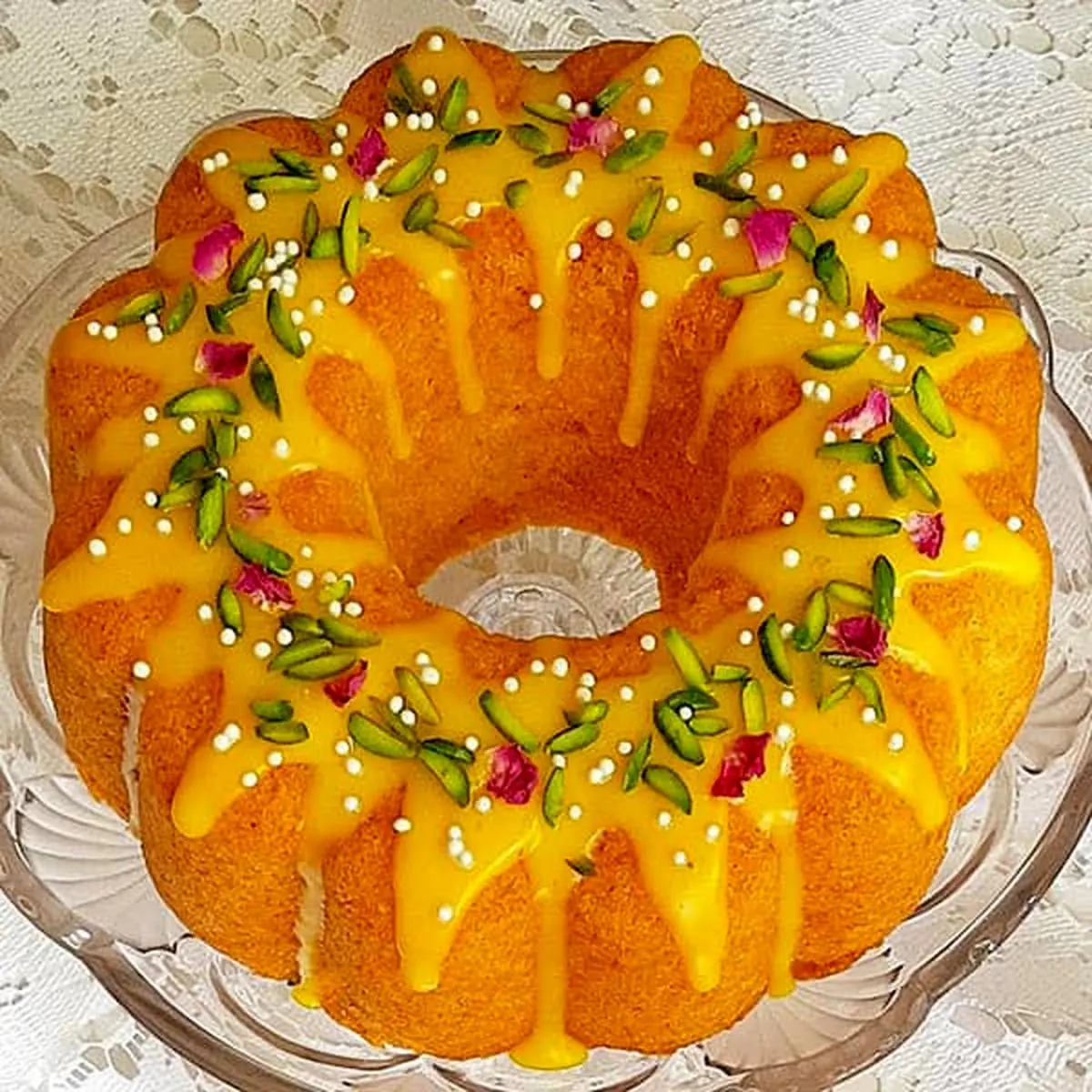 این کیک جذاب خوشمزه رو برای عصرت درست کن | طرز تهیه کیک زعفران خوشمزه 