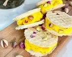 طرز تهیه بستنی حصیری خانگی دو رنگ زعفرانی