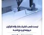 فهرست شعب کشیک بانک رفاه کارگران در روز پنج‌شنبه 12 تیرماه اعلام شد