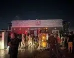 لحظه شروع آتش سوزی از سقف سالن عروسی در عراق + فیلم