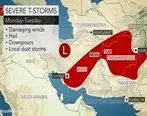 طوفان و رعد و برق شدید دوشنبه در ایران