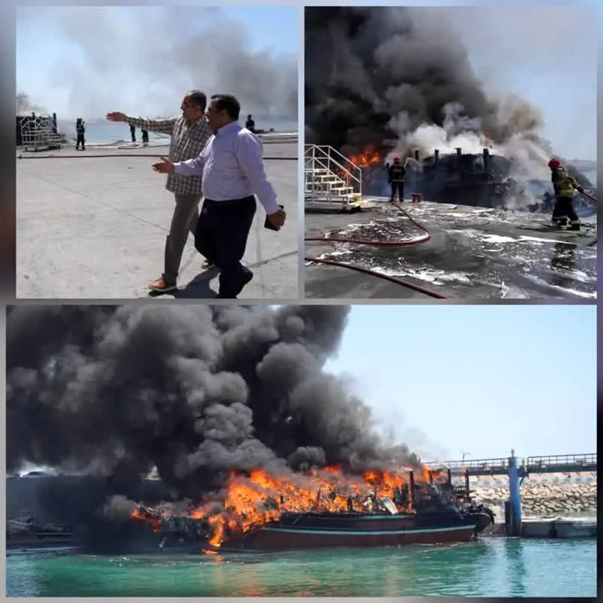 آتش‌سوزی 2 لنج باری در بندر بهمن قشم مهار شد