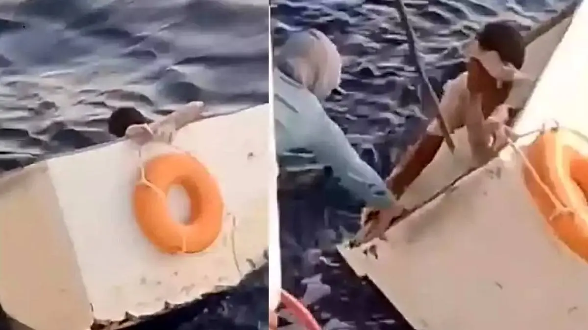 ببینید| نجات ماهیگیر گرفتار شده در وسط اقیانوس 