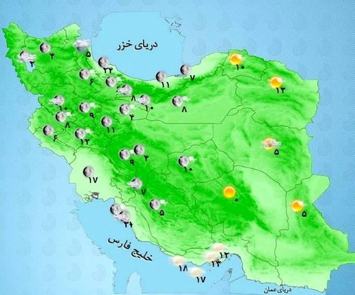 پیش بینی وضعیت هواشناسی ایران 19 بهمن